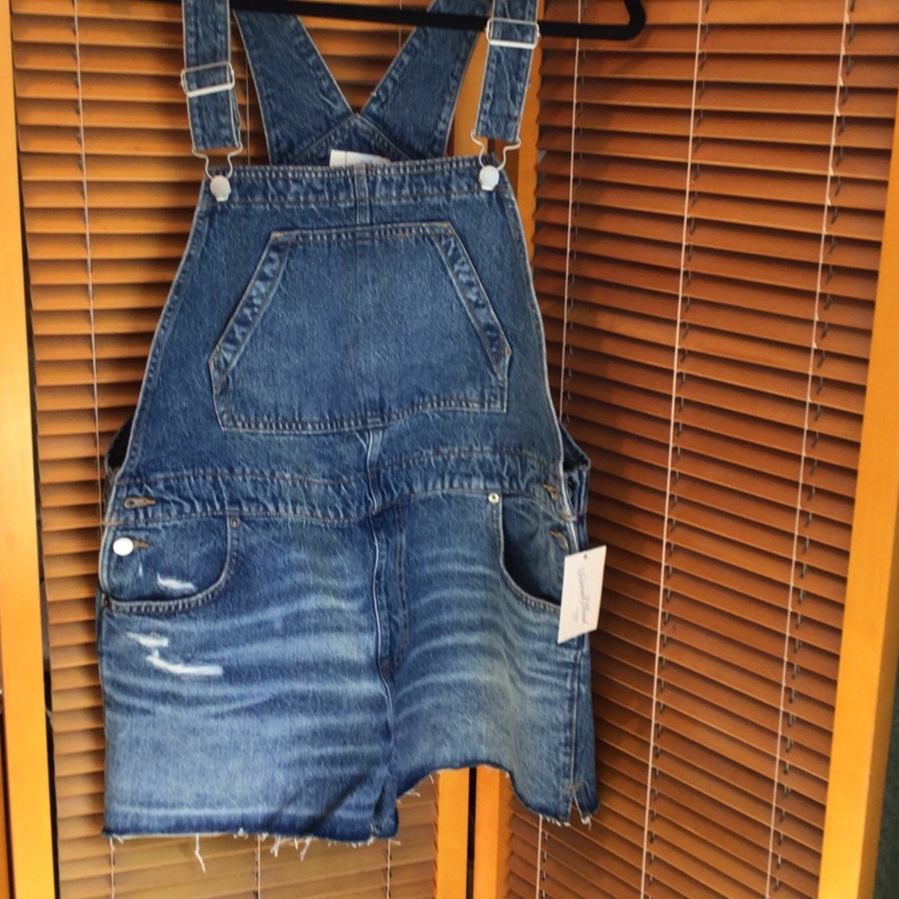 Universal Thread Blue Overall Shorts - Women's Blue Denim Shortalls
